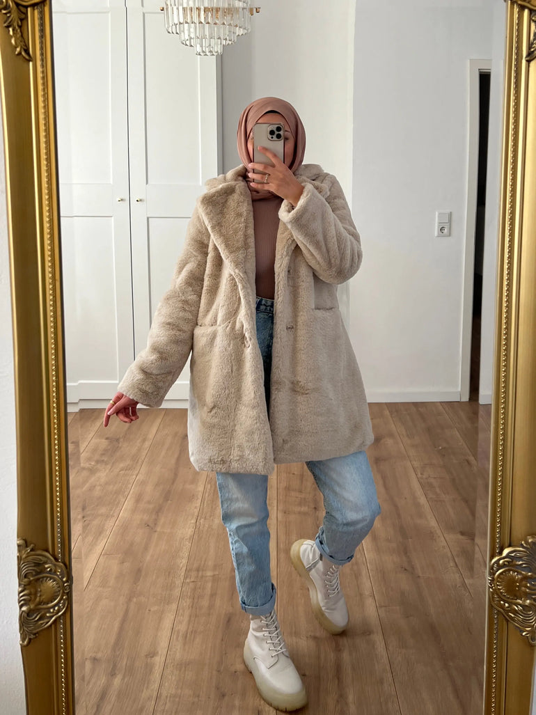 Fellmantel beige S A Y A H