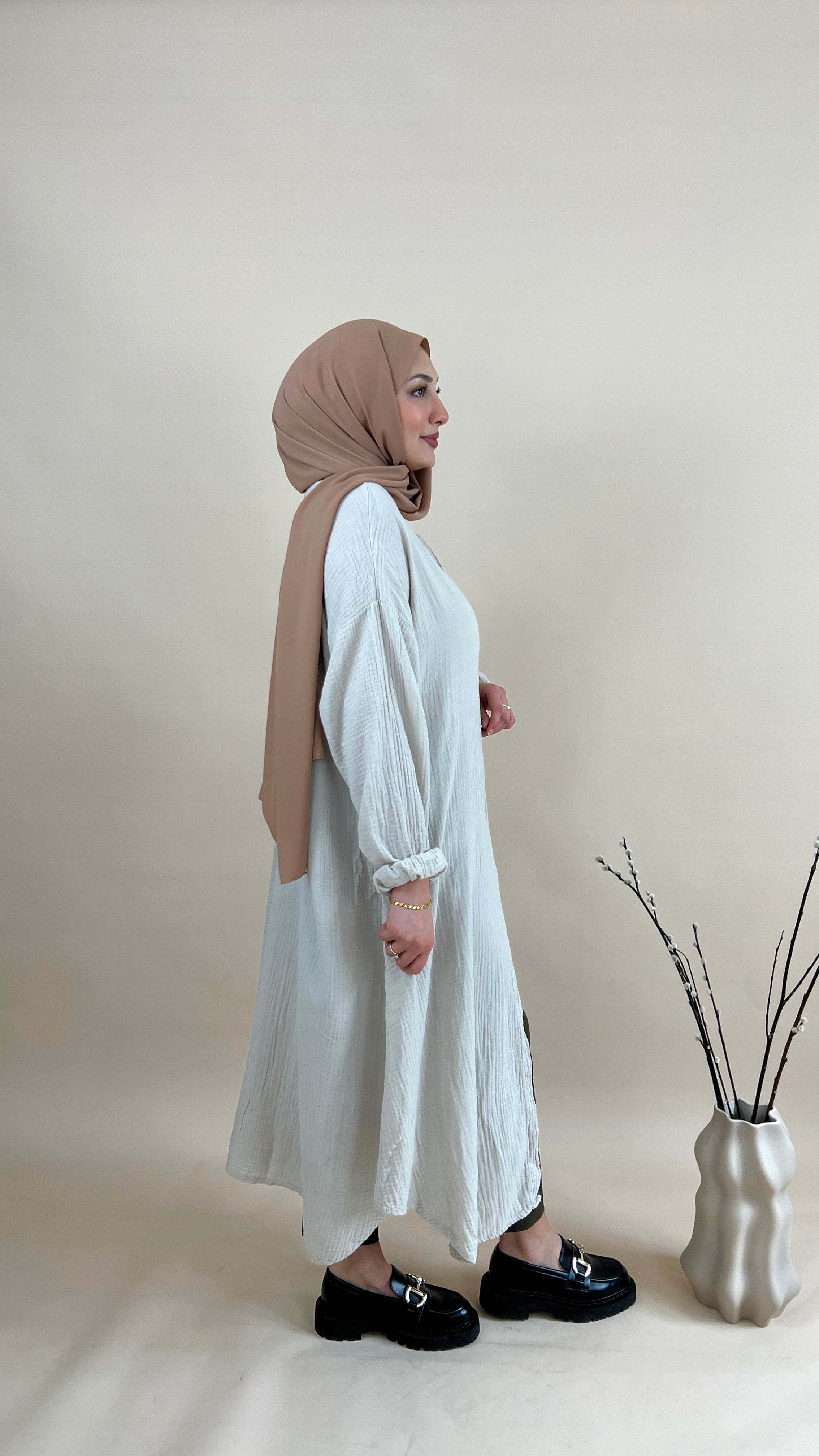 Musselin Bluse Amaya beige lang S A Y A H